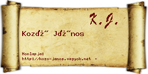 Kozó János névjegykártya