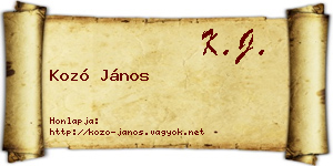 Kozó János névjegykártya